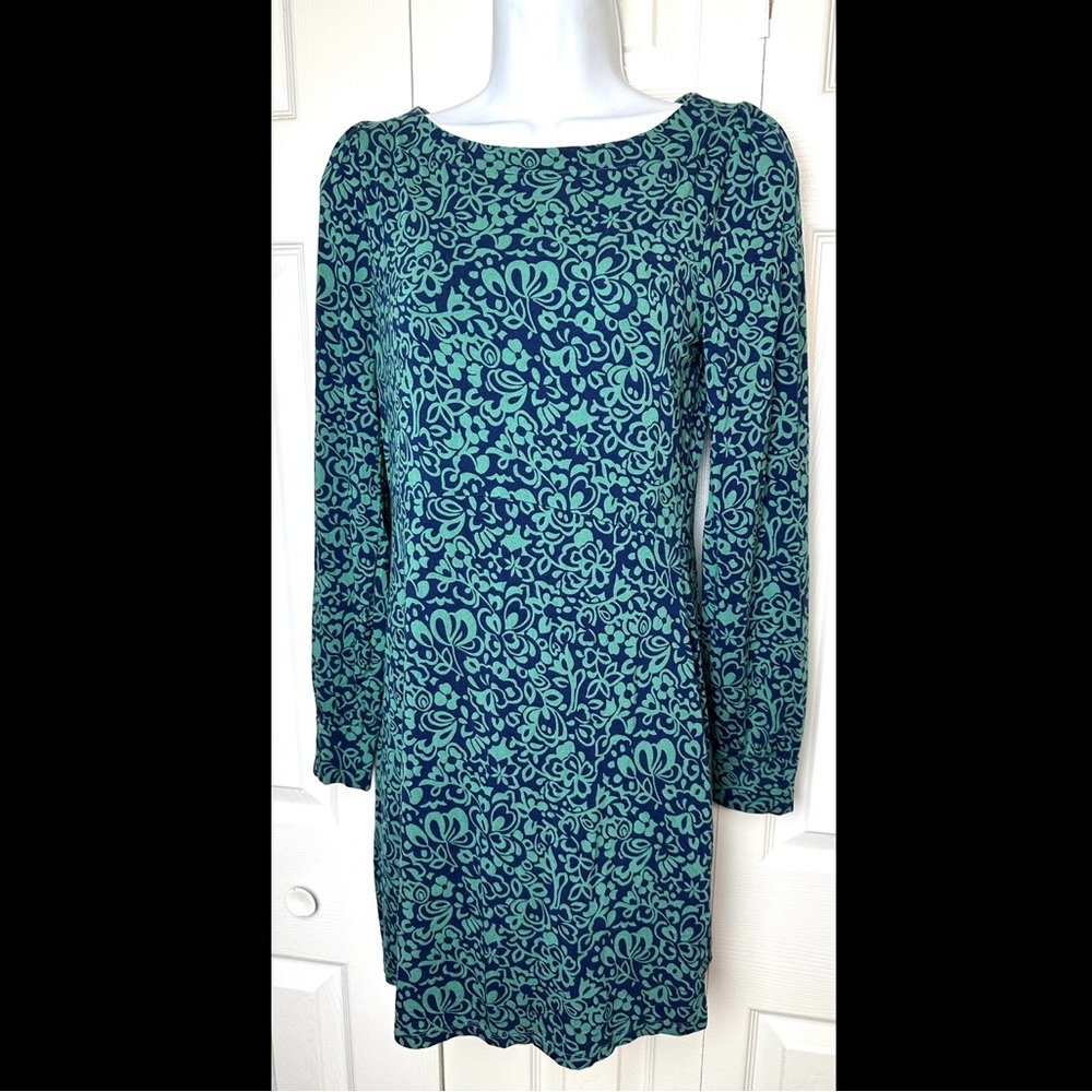 BODEN Maisie Tunic Top Blouse Mini Dress Jersey Knit Green Navy Blue Floral